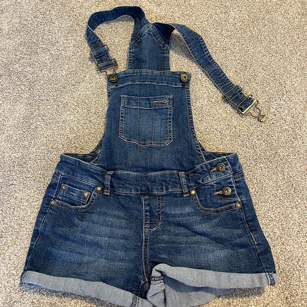 Short denim overalls
